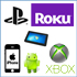 streaming media options collage including xbox roku and iphone
